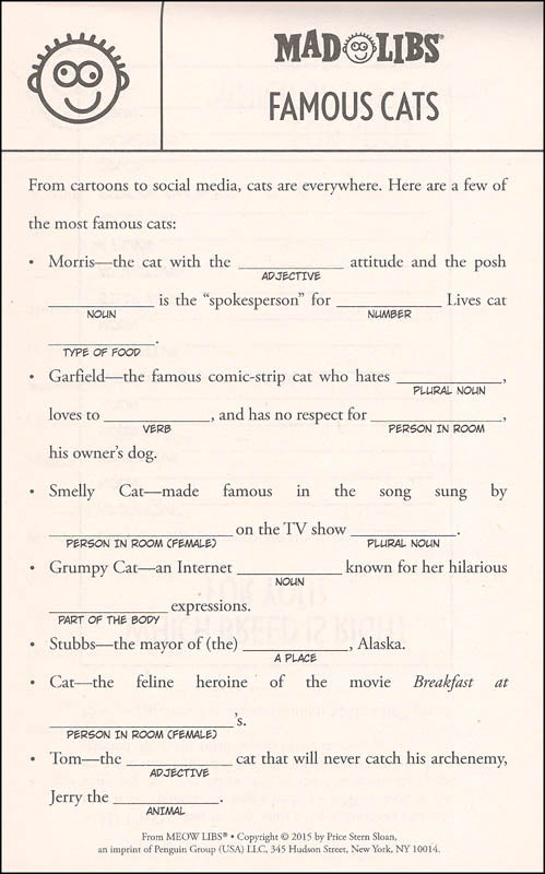 Meow Mad Libs