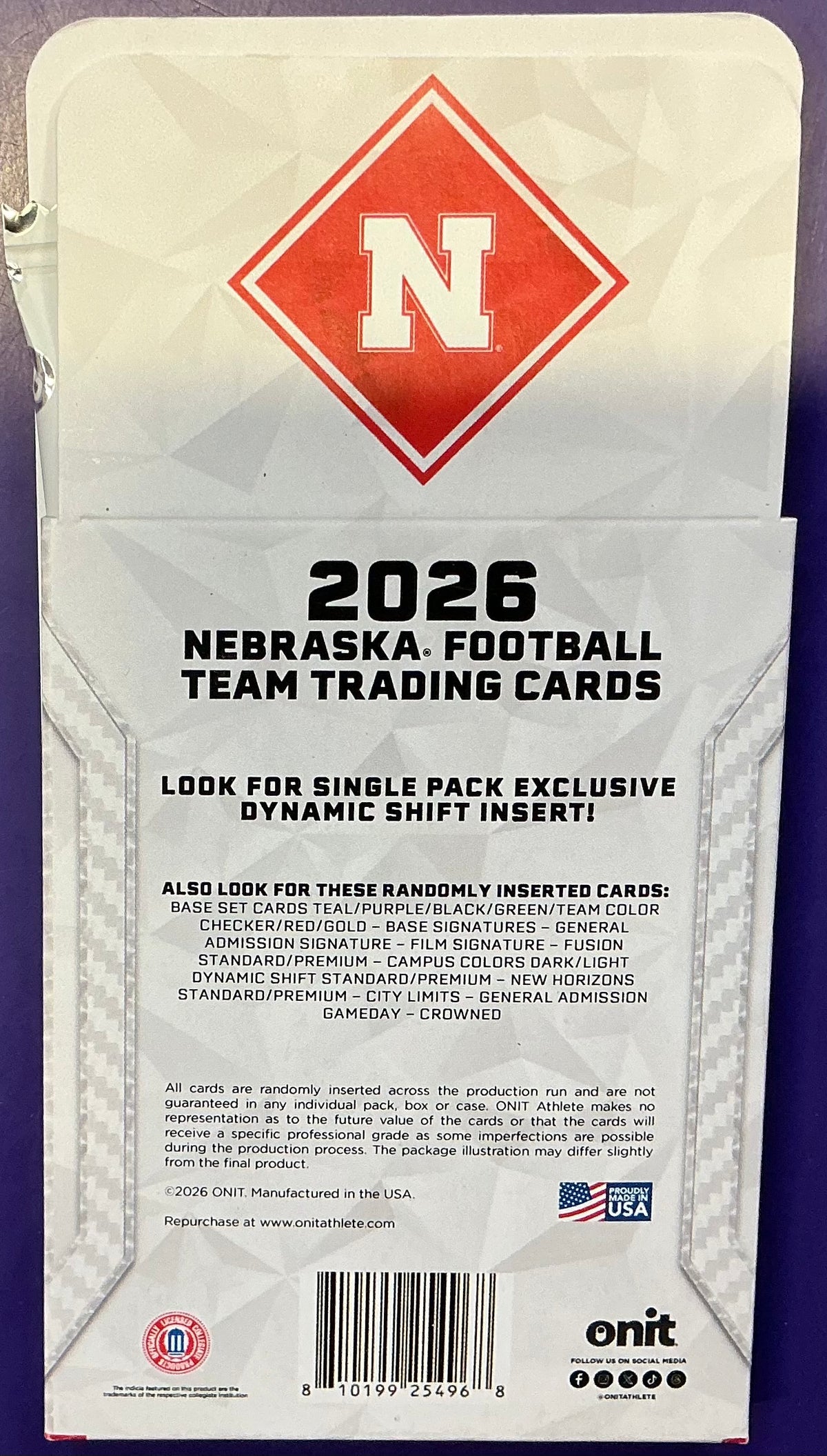 Onit UNL Huskers Football Cards 2026