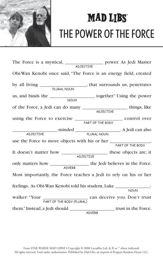 Star War Mad Libs