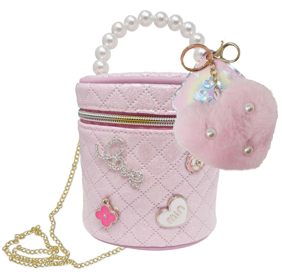 Tiny Mini Fashion Bag With Fluffy Heart keychain