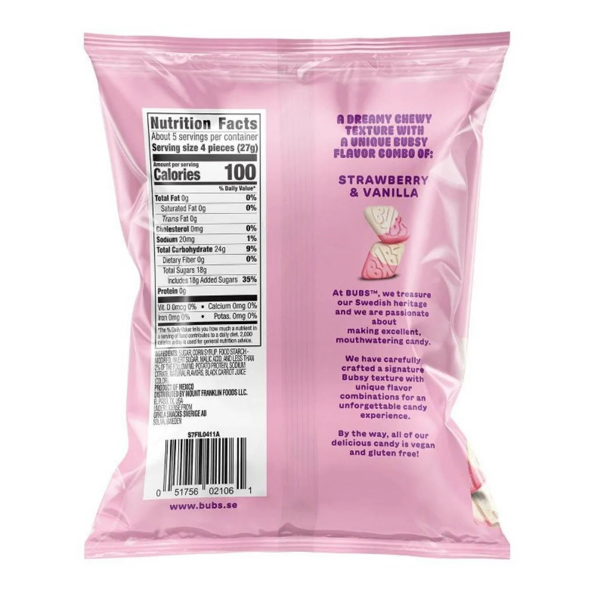 Bubs Sour Diamond Strawberry Vanilla