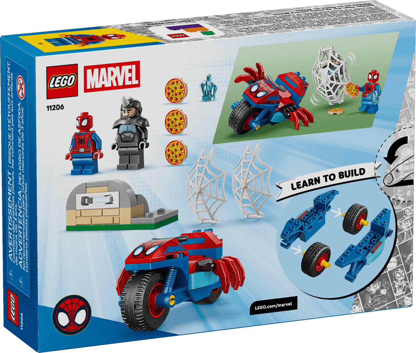 LEGO Spidey on his motorcycle vs Rhino