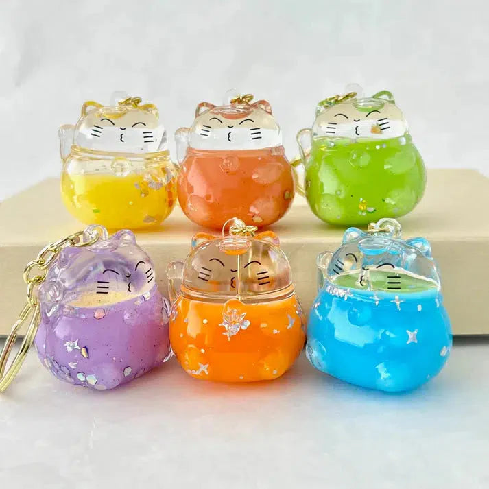 Colorful Maneki Cat Key Charm