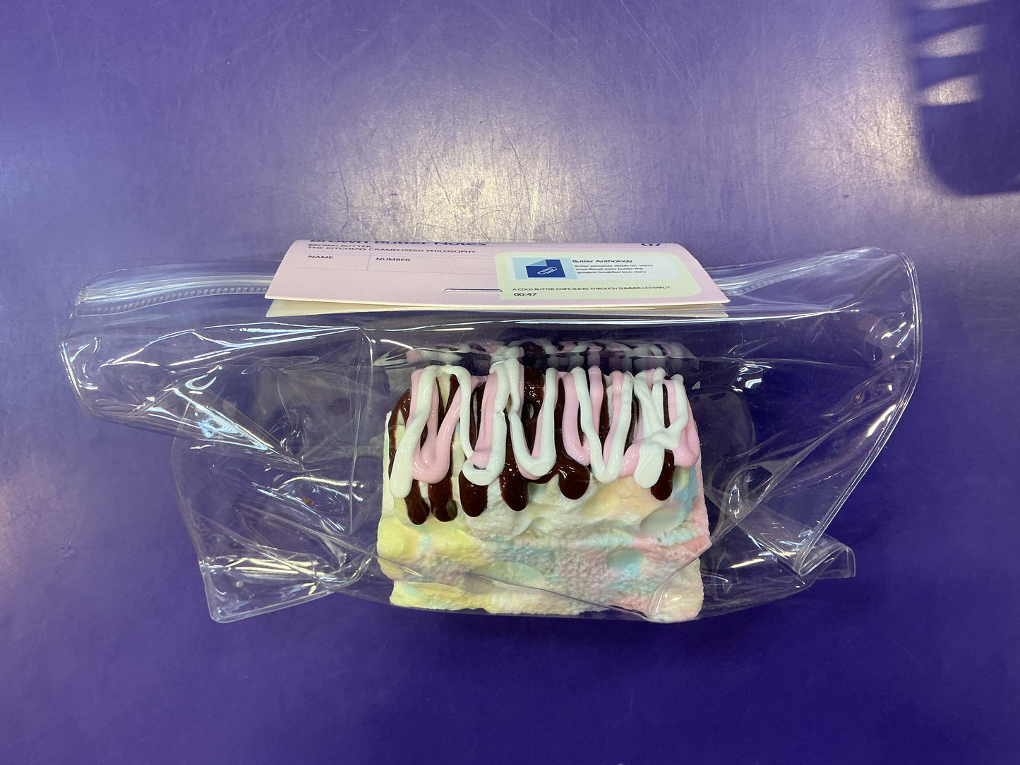 Pande White Cake Slice colorful Drizzle Frosting Dessert fancy taba