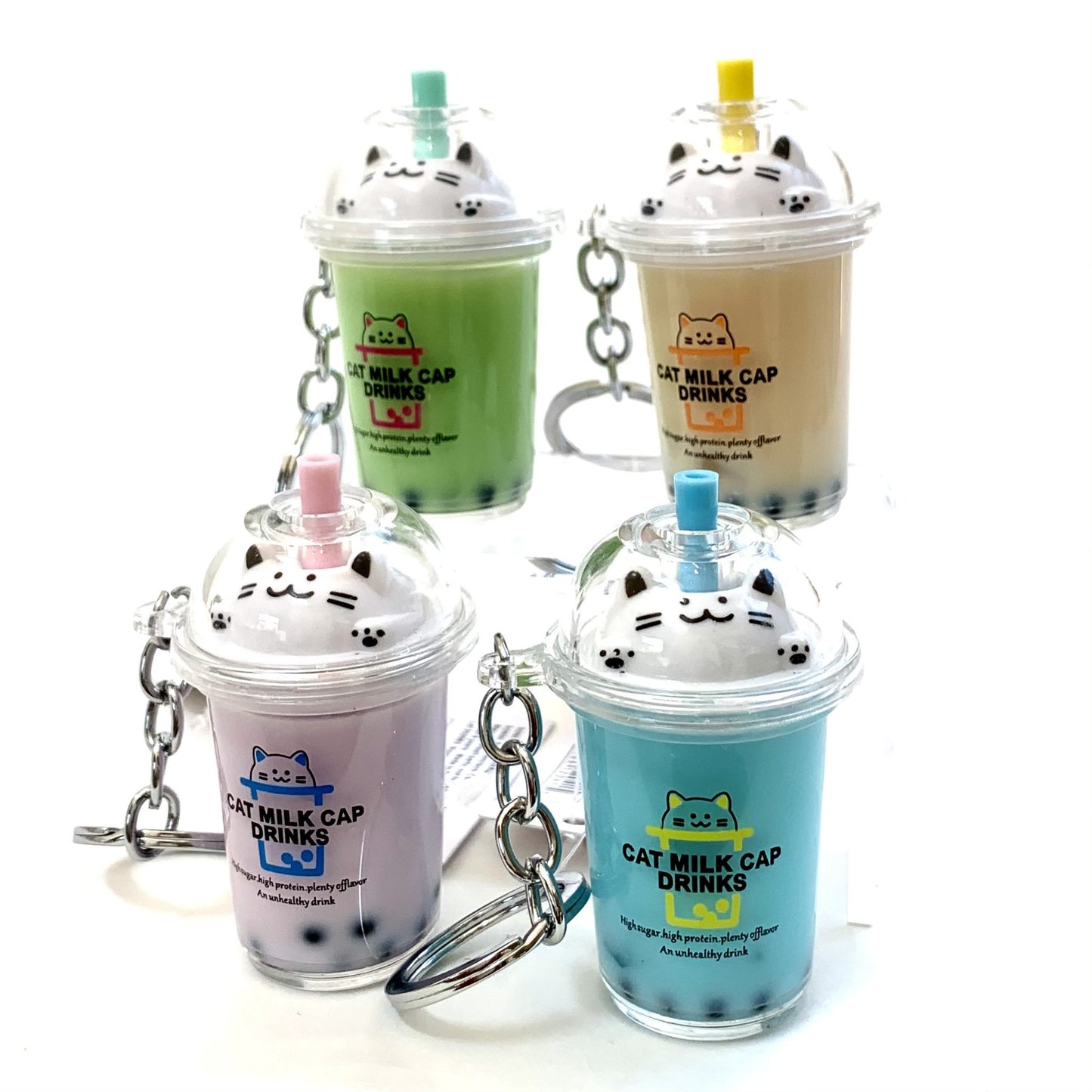 Boba Tea Cat Charm Keyrin