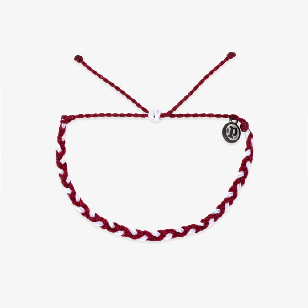 Mini Braided Maroon White String Bracelet