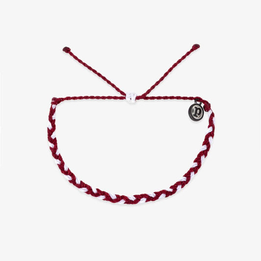 Mini Braided Maroon White String Bracelet