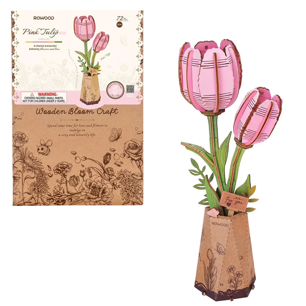 Wooden Puzzle Pink Tulip
