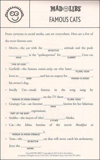 Meow Mad Libs