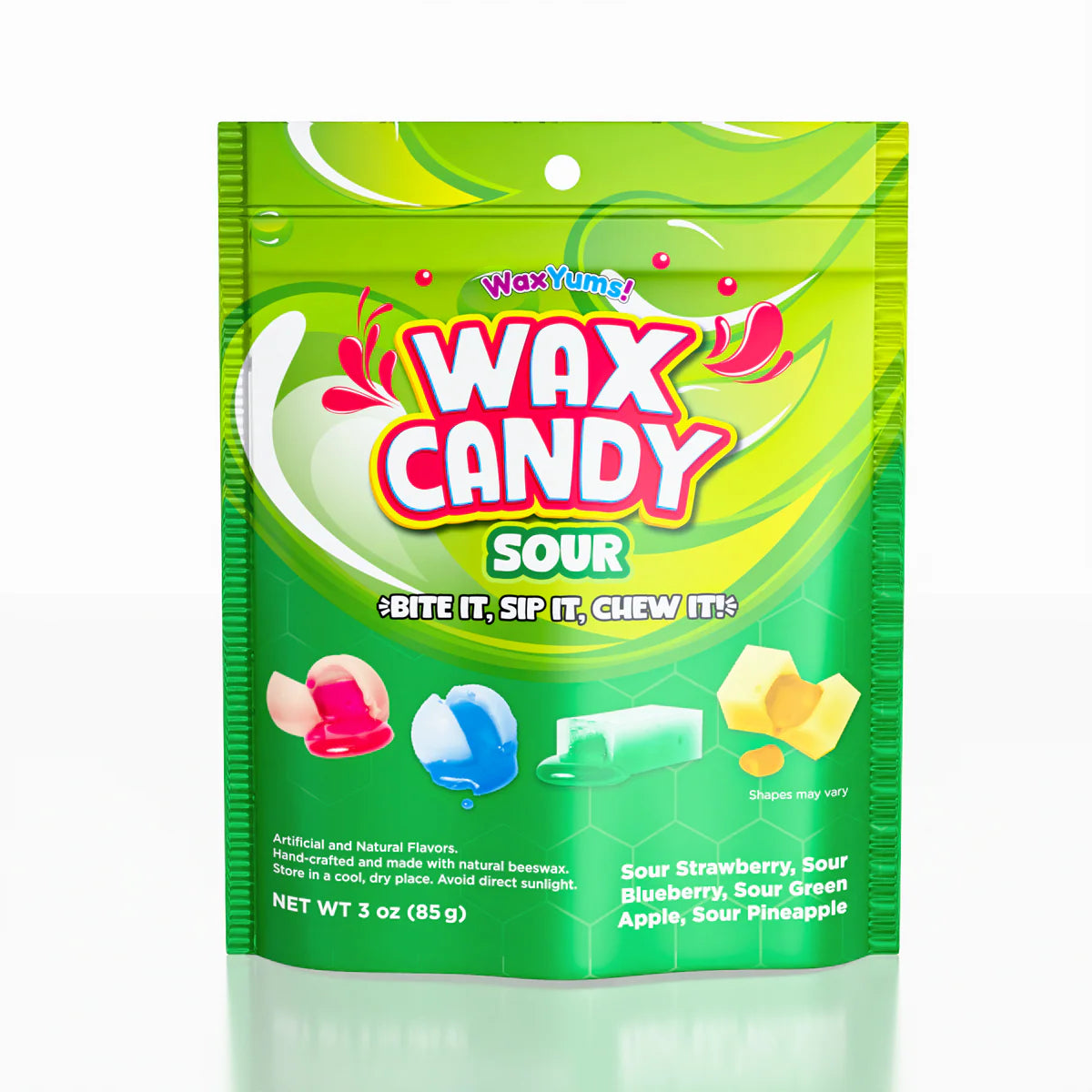 WaxYums Wax Candy Pouch Sour Strawberry, blueberry, Green Apple, Pineapple