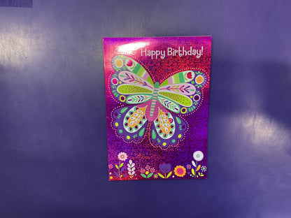 Birthday Card Butterfly Purple