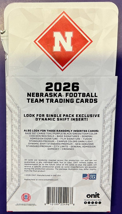Onit UNL Huskers Football Cards 2026