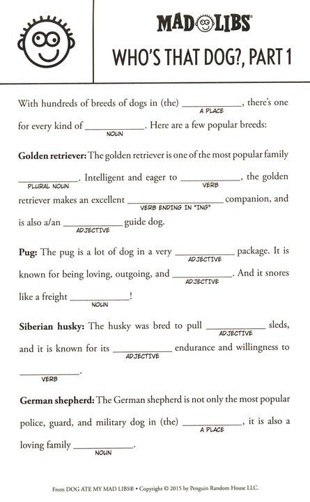 X Dog Ate My Mad Libs