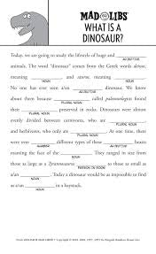 Dinosaur Mad Libs