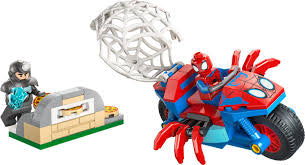 LEGO Spidey on his motorcycle vs Rhino