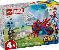 LEGO Spidey on his motorcycle vs Rhino