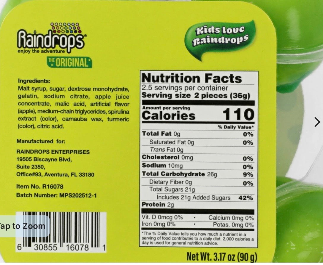Raindrops Gummy Liquid filled Sour Apples