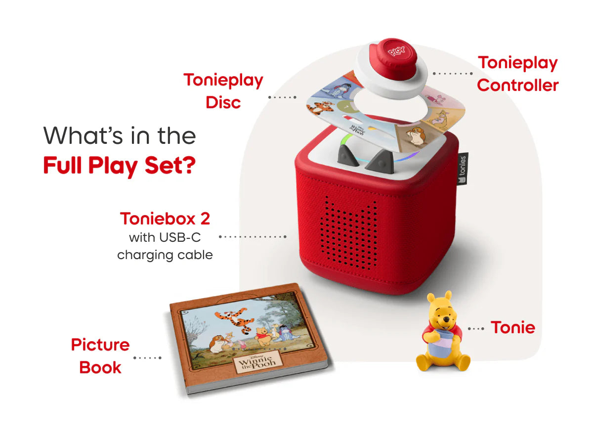 Toniebox 2 Starter Set Winnie the Pooh Sunset Red With Game Controller and Exclusive Tigger Game