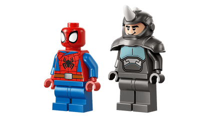LEGO Spidey on his motorcycle vs Rhino
