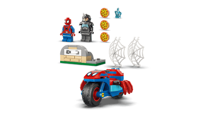 LEGO Spidey on his motorcycle vs Rhino