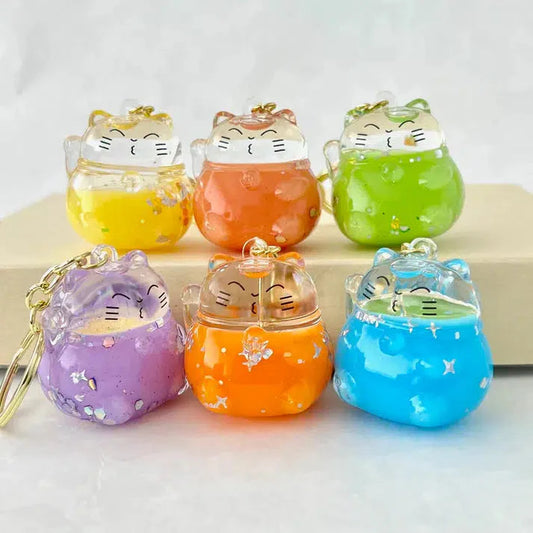Colorful Maneki Cat Key Charm