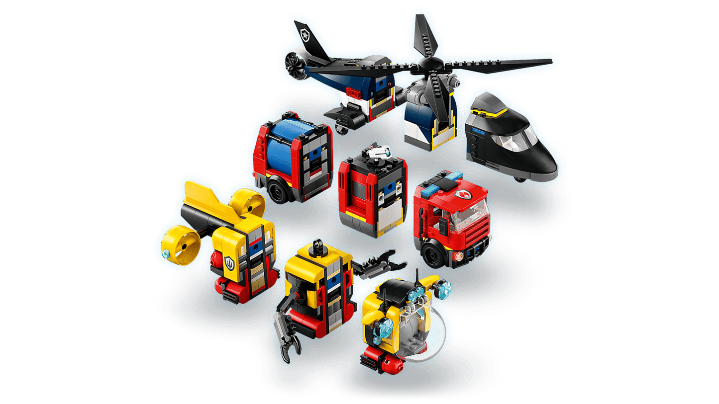 LEGO Helicopter, Fire Truck, and Sub