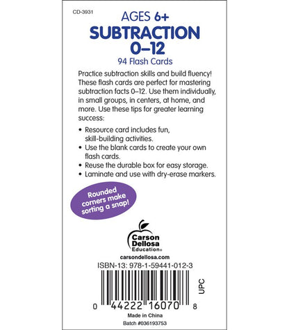Flash Cards Subtraction
