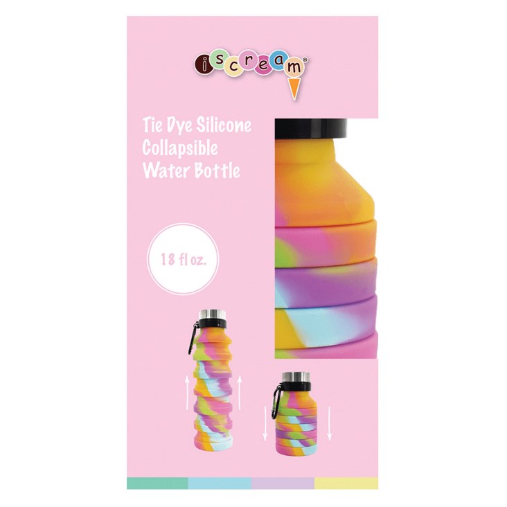 Collapsible Silicone Water Bottle Swirl Tie Dye