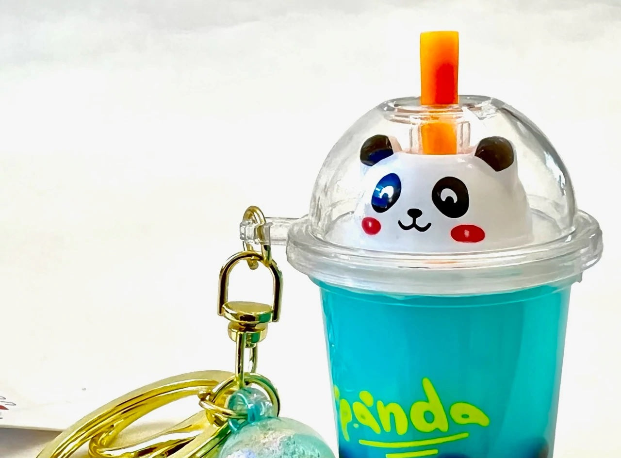 Panda Boba Drink Keychain