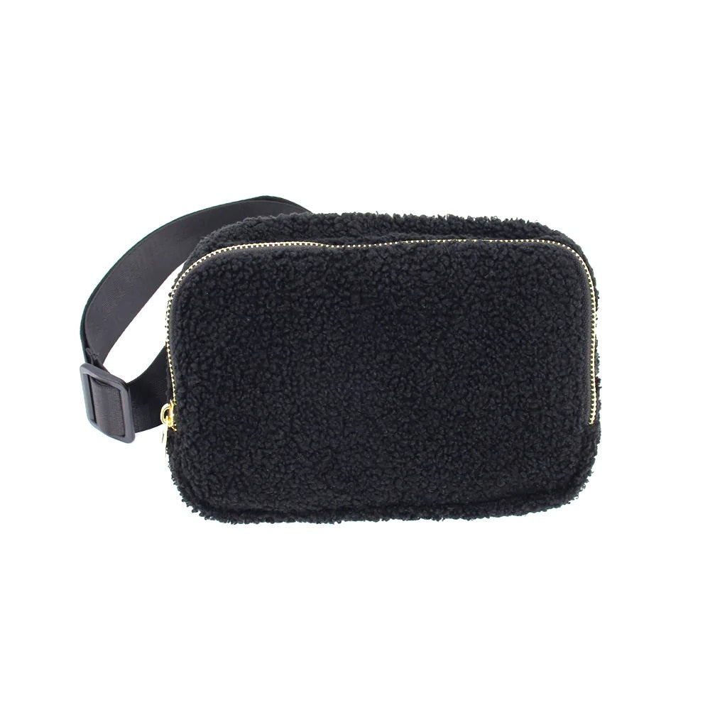 X Black Sherpa Waist Bag