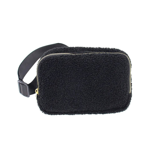 X Black Sherpa Waist Bag